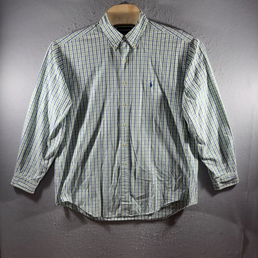 3180 | Ralph Lauren Golf Tilden Plaid Button Down Shirt Green Blue Men XL